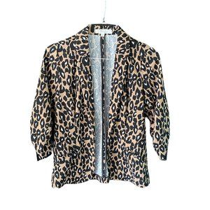 89th & Madison Cheetah Print Blazer Ruffled Quarter Length Sleeves Brand New! S